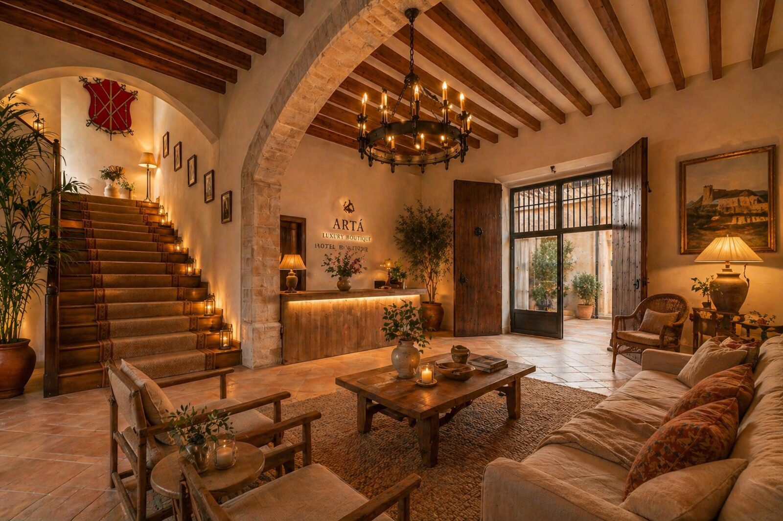 Render del hall del hotel
